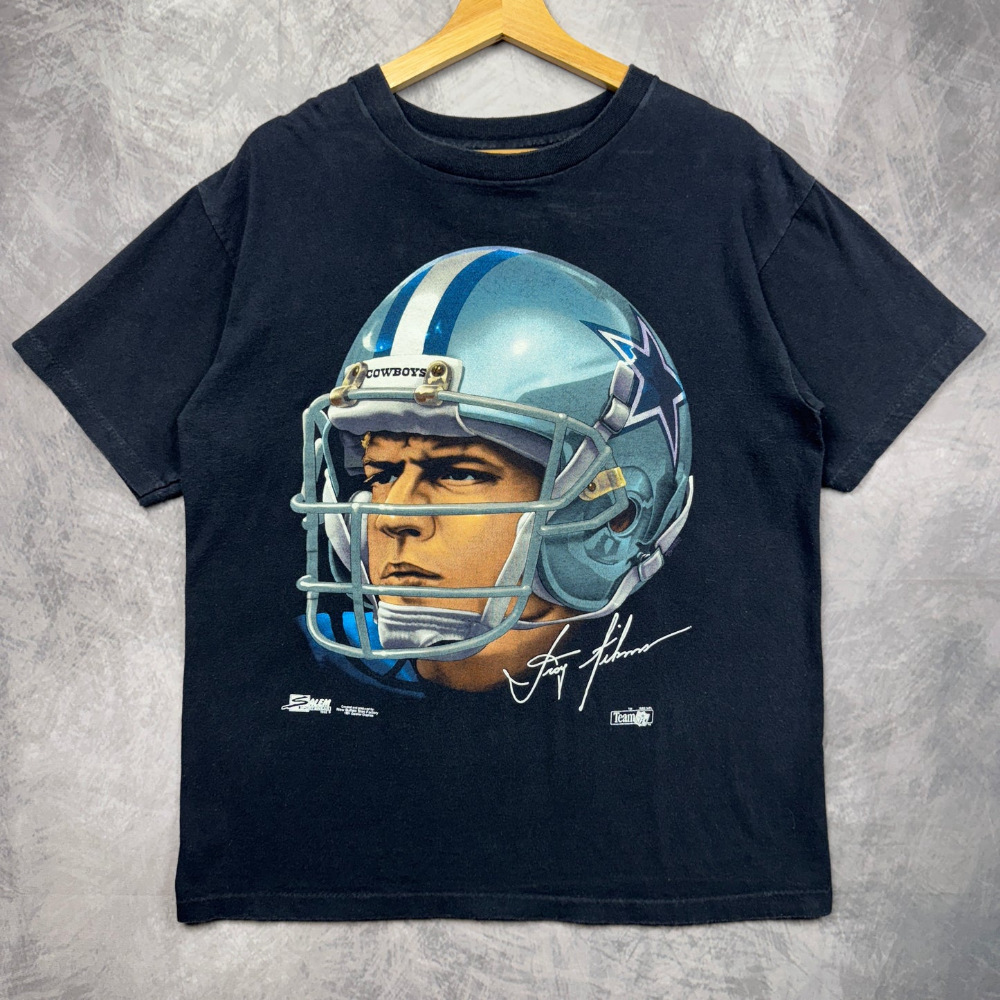 1991 Black Dallas Cowboys Troy Aikman Shirt 4189