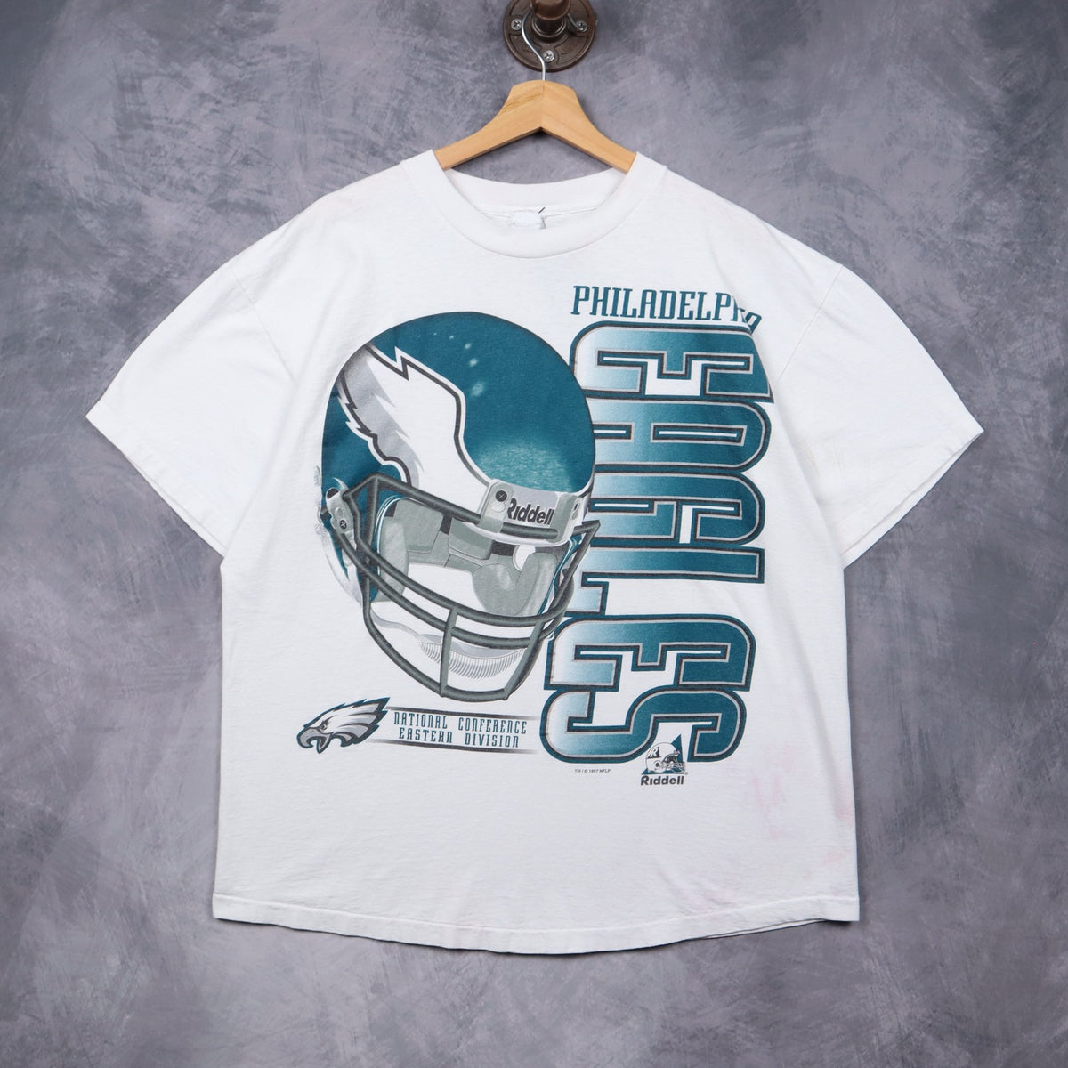 1997 White Philadelphia Eagles Riddell Helmet Shirt 6646