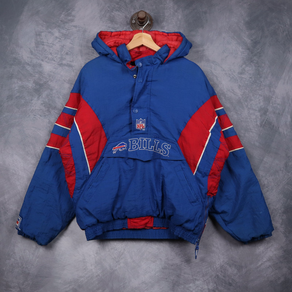90s Blue Buffalo Bills Starter Pullover Jacket 6511