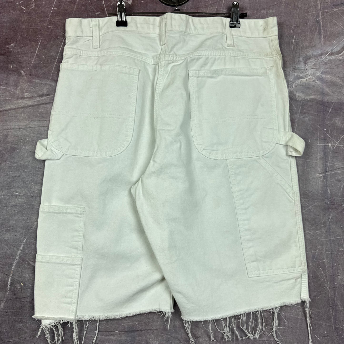 Early 00s White Dickies Painter Baggy Carpenter Work Shorts 35x11 AY18