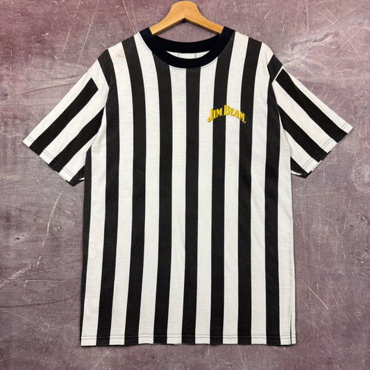 90s Black & White Striped Jim Bean Shirt 3679