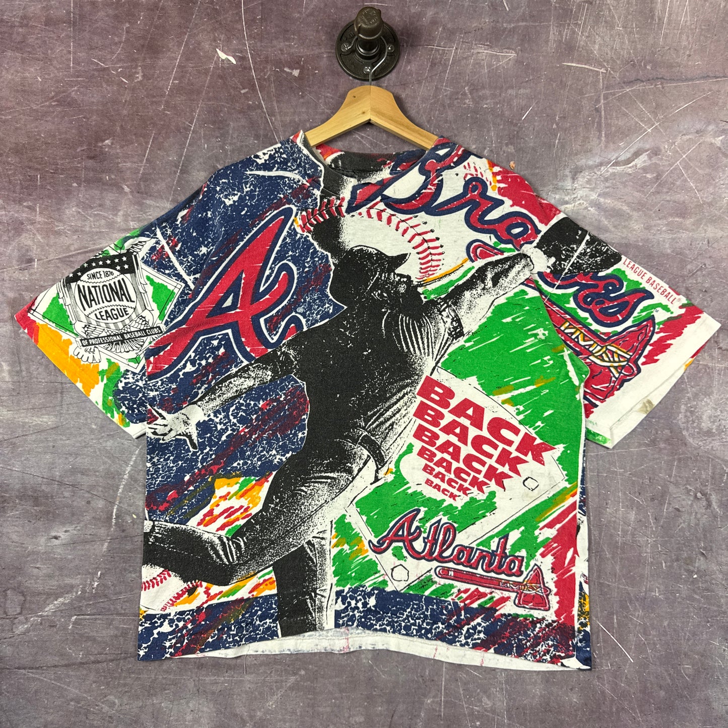 90s Atlanta Braves All Over Print Shirt 3255