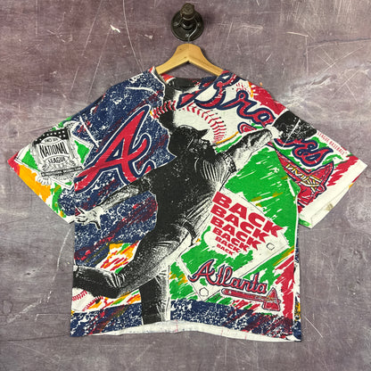 90s Atlanta Braves All Over Print Shirt 3255