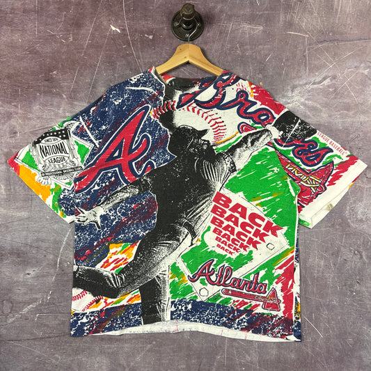 90s Atlanta Braves All Over Print Shirt 3255