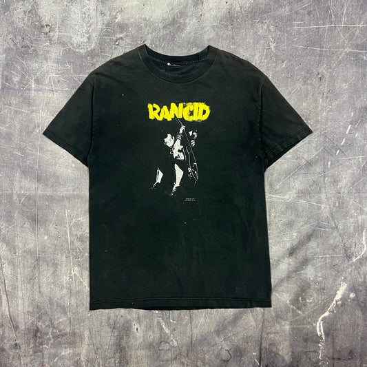 2002 Faded Black Rancid Punk Rock Band Graphic Shirt L AB40