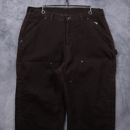 00s Dark Brown Carhartt Quilt Lined Double Knee Carpenter Work Pants 5002