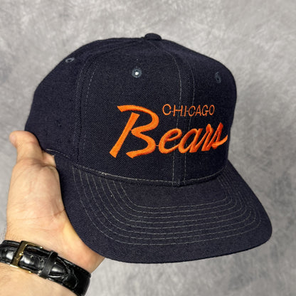 90s Navy Blue Chicago Bears Sports Specialties SIngle Line Script Snapback Hat 6831