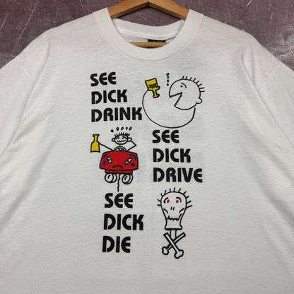 90s White Dick Drunk Driving Shirt 3633