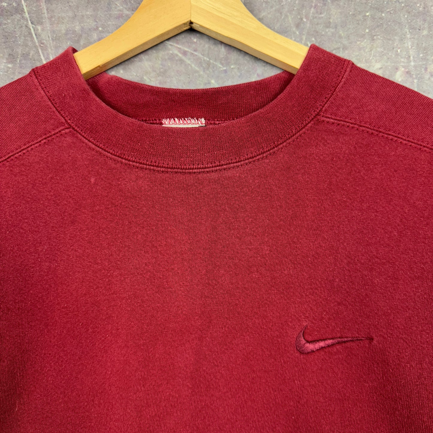 90s Red Nike Essential Logo Mini Swoosh Tonal Crewneck Sweatshirt M 1202