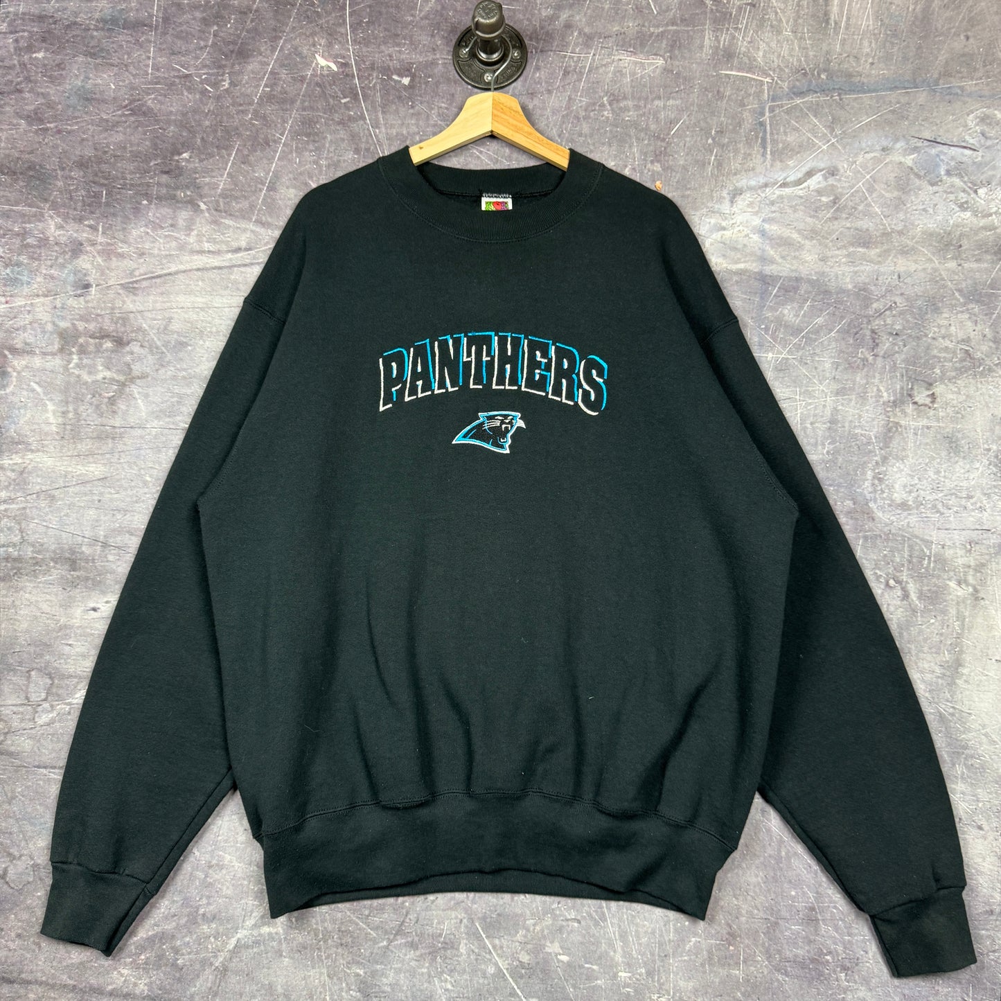 90s Black Carolina Panthers NFL Embroidered Crewneck  Sweatshirt L 0031