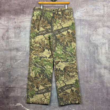90s RealTree Camo Duxbak Thermal Lined Work Pants 35x30.5 2204