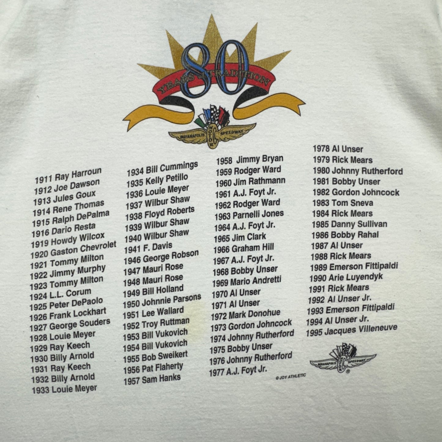 1996 White Indianapolis 500 Shirt 3946