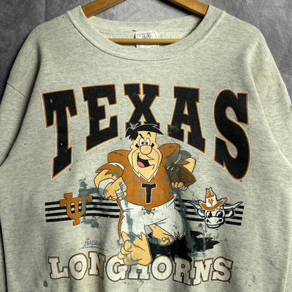 90s Grey Flinstones Texas Longhorns Crewneck Sweatshirt 4443