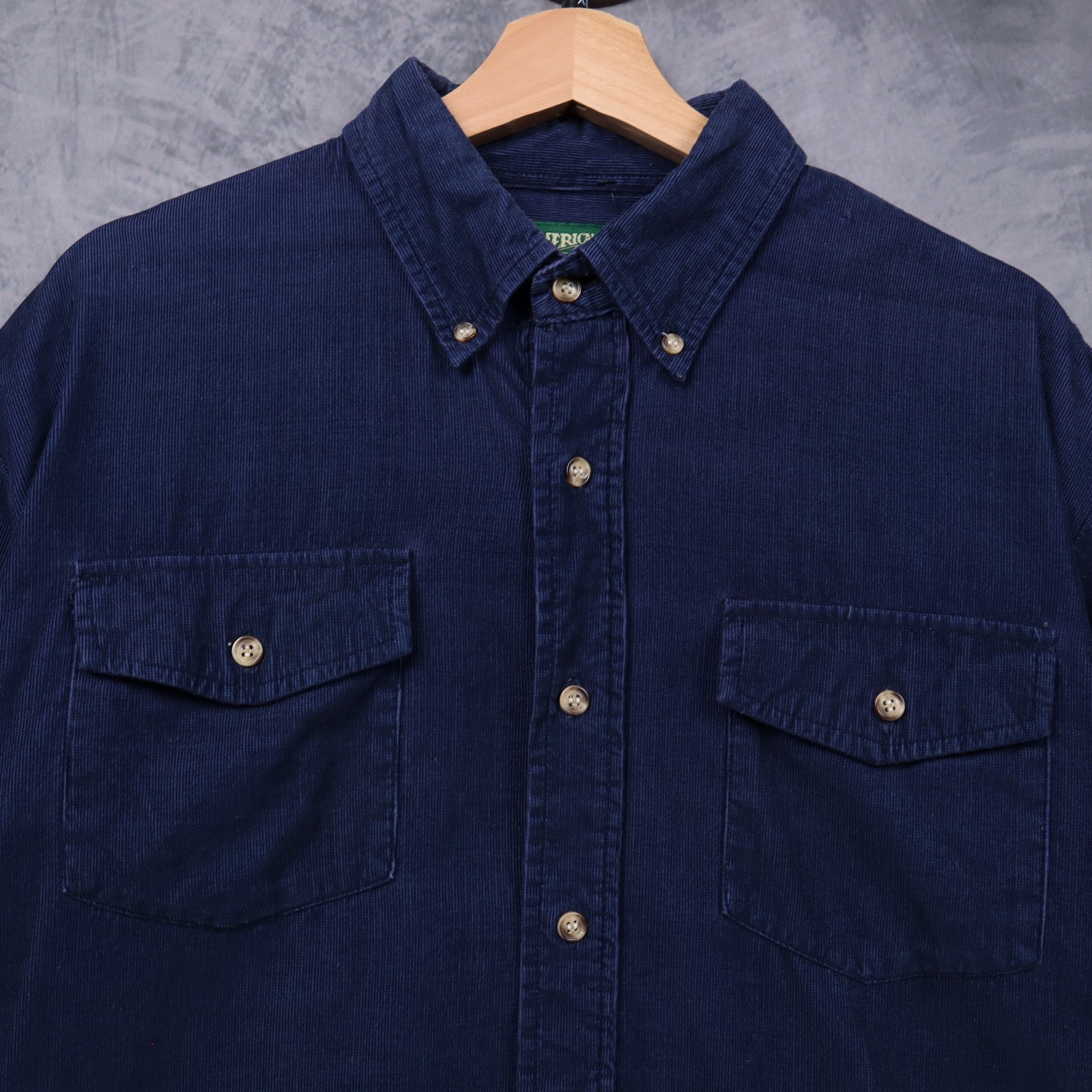 90s Navy American Eagle Outfitters Corduroy Button Up Long Sleeve Shirt 5604