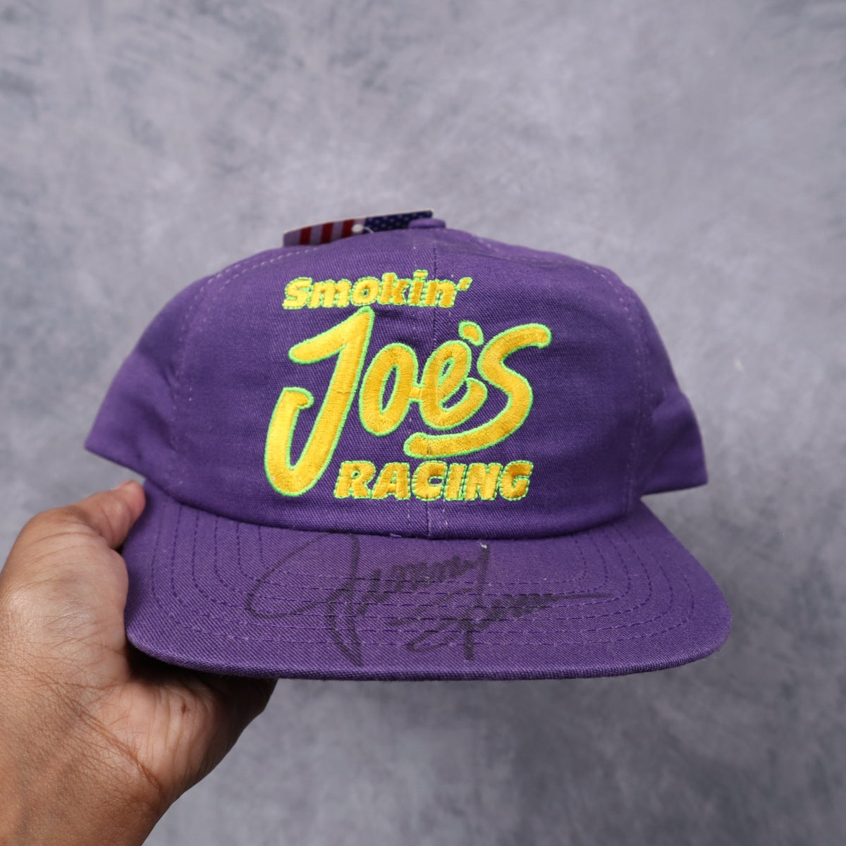 90s Purple Smokin' Joe's Racing #23 Jimmy Spencer Signed Snapback Hat 7288