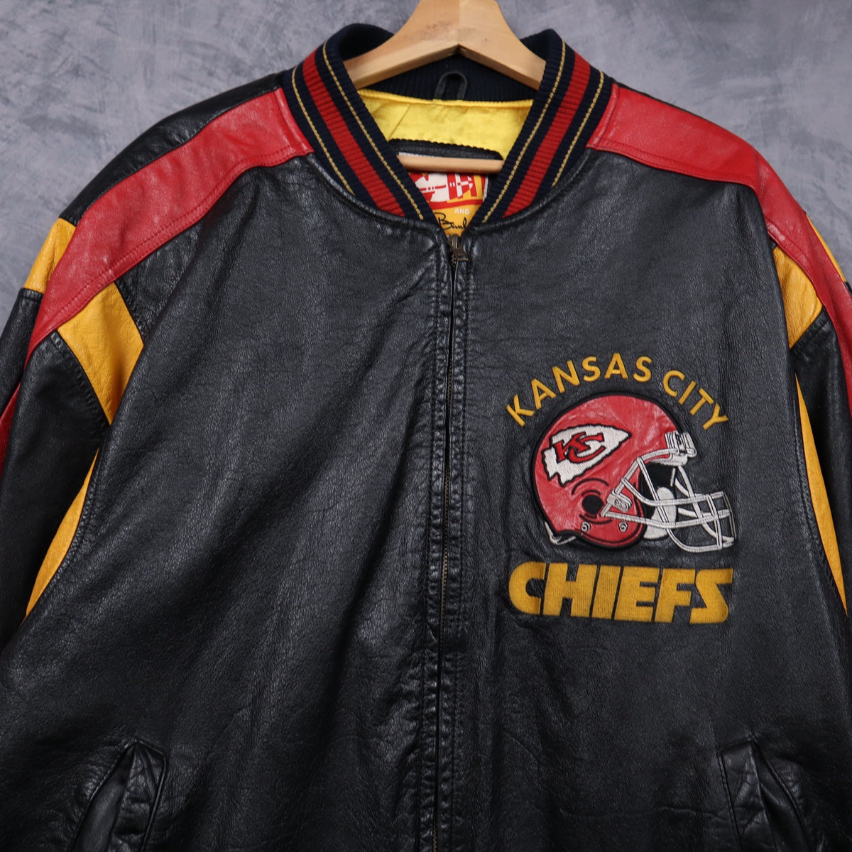 90s Black Kansas City Chiefs G-III Carl Banks Leather Jacket 6502