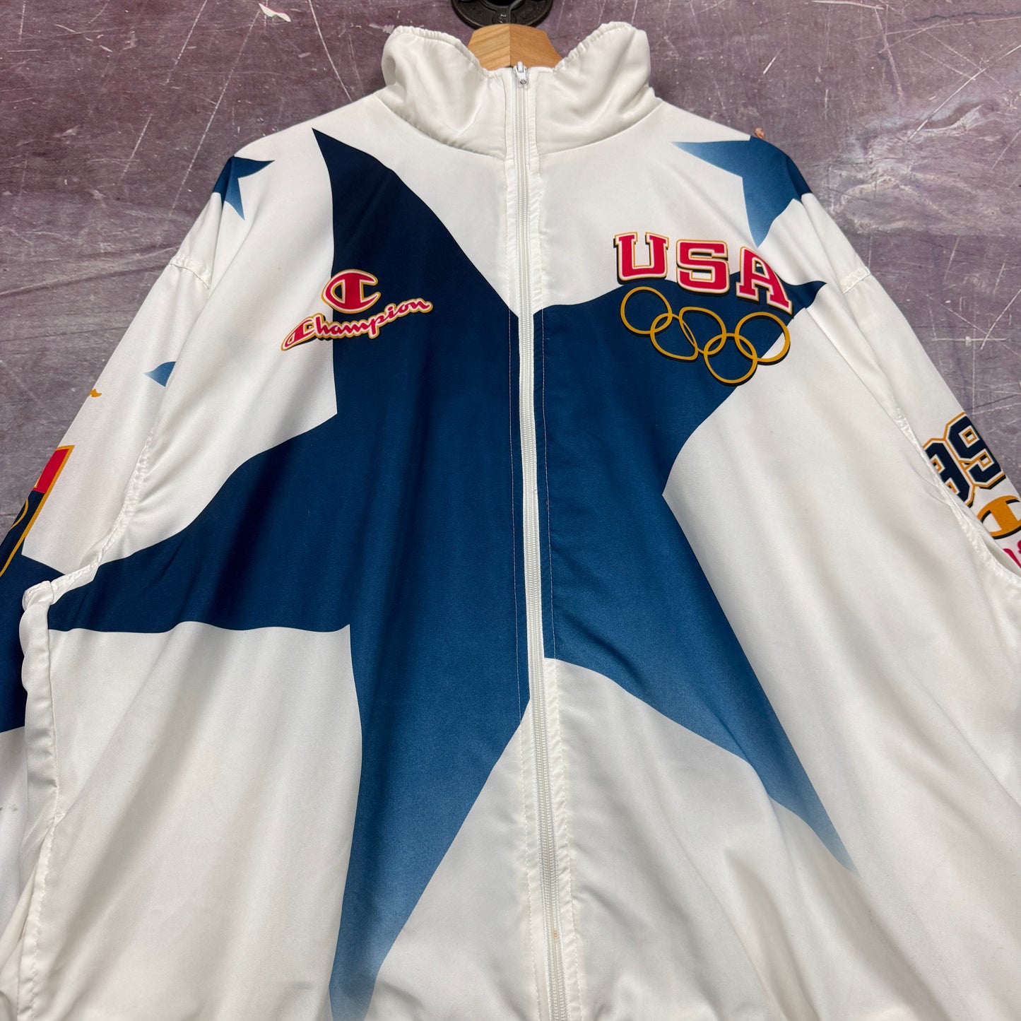 1996 White & Blue Atlanta Olympics Windbreaker 3475