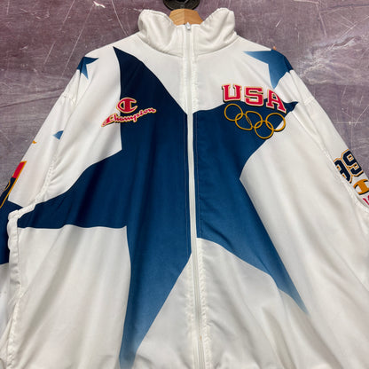 1996 White & Blue Atlanta Olympics Windbreaker 3475