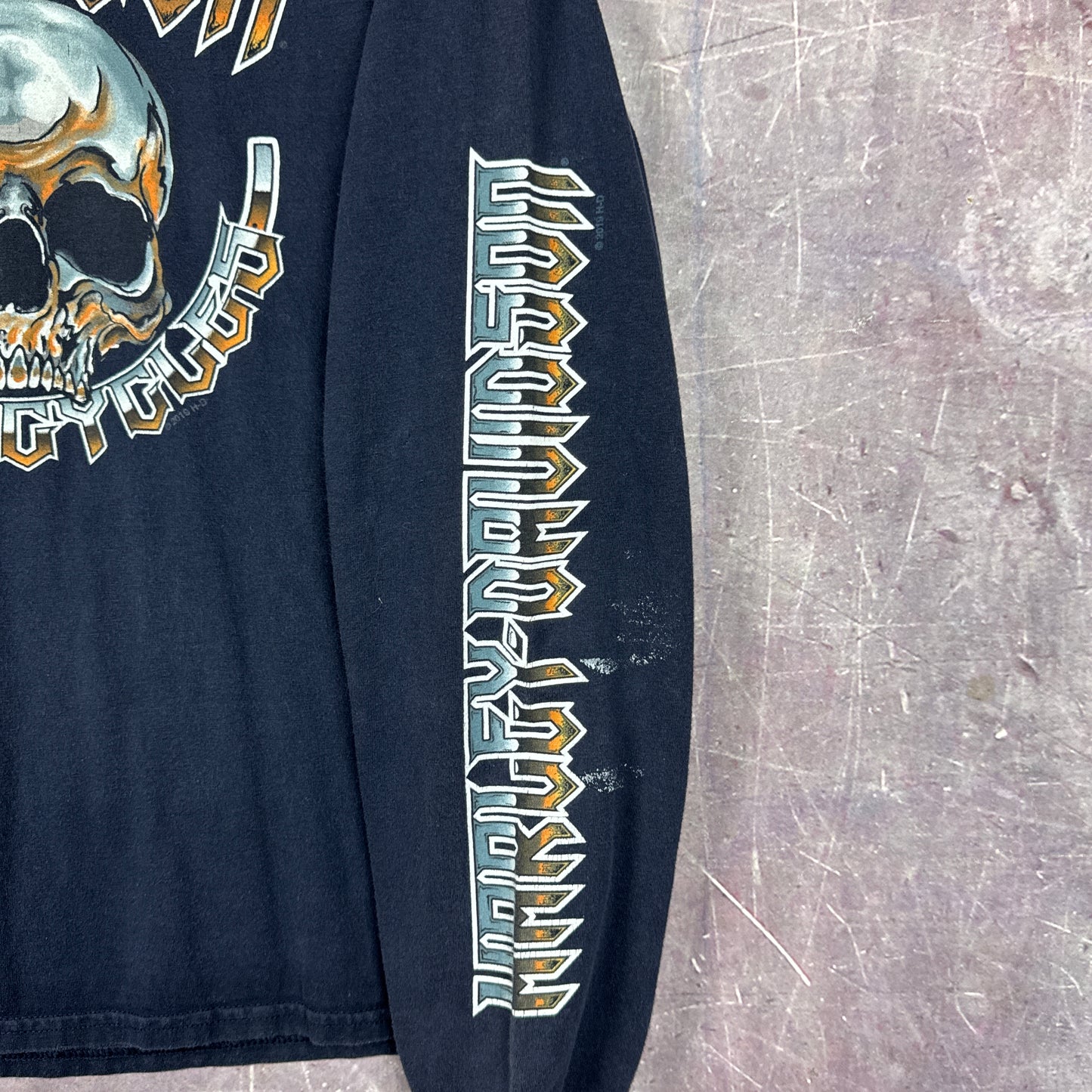 00s Navy Blue Harley Davidson Long Sleeve Shirt 3086