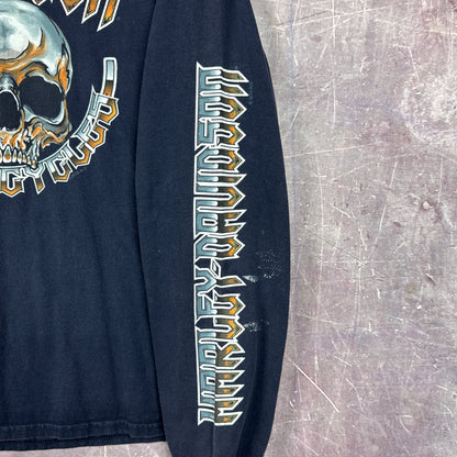 00s Navy Blue Harley Davidson Long Sleeve Shirt 3086
