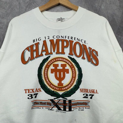 1996 White Big 12 Champions Texas Longhorns Crewneck Sweatshirt 4374