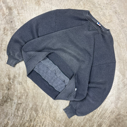 90s Dark Gray Blank Essential Russell Athletic Crewneck Sweasthirt Boxy L AL40