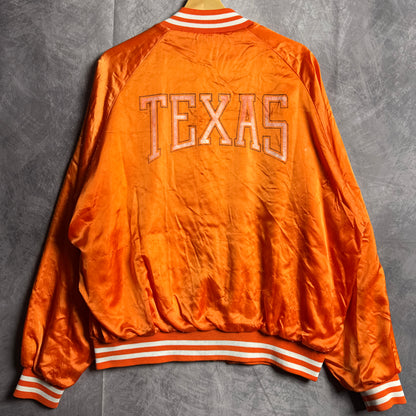 80s Orange Texas Longhorns Satin Bomber Jacket 4466