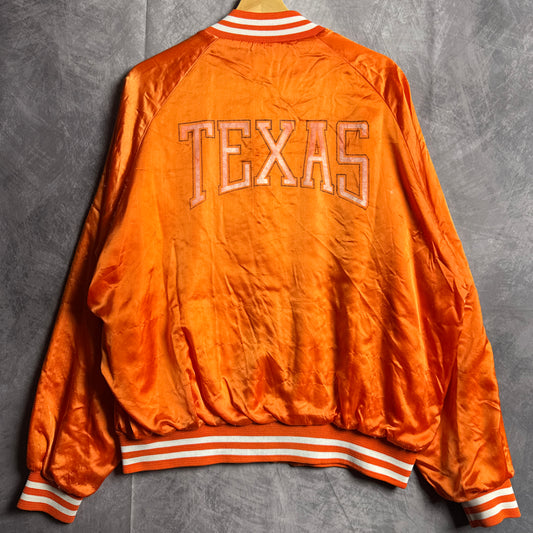 80s Orange Texas Longhorns Satin Bomber Jacket 4466