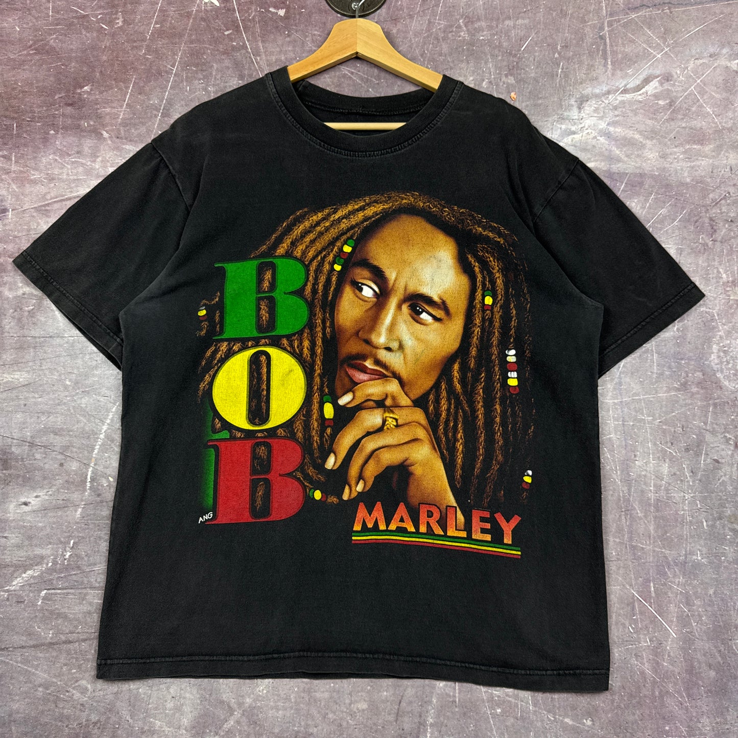 Early 00s Black Bob Marley Rap Tee Style Graphic Shirt L 2845
