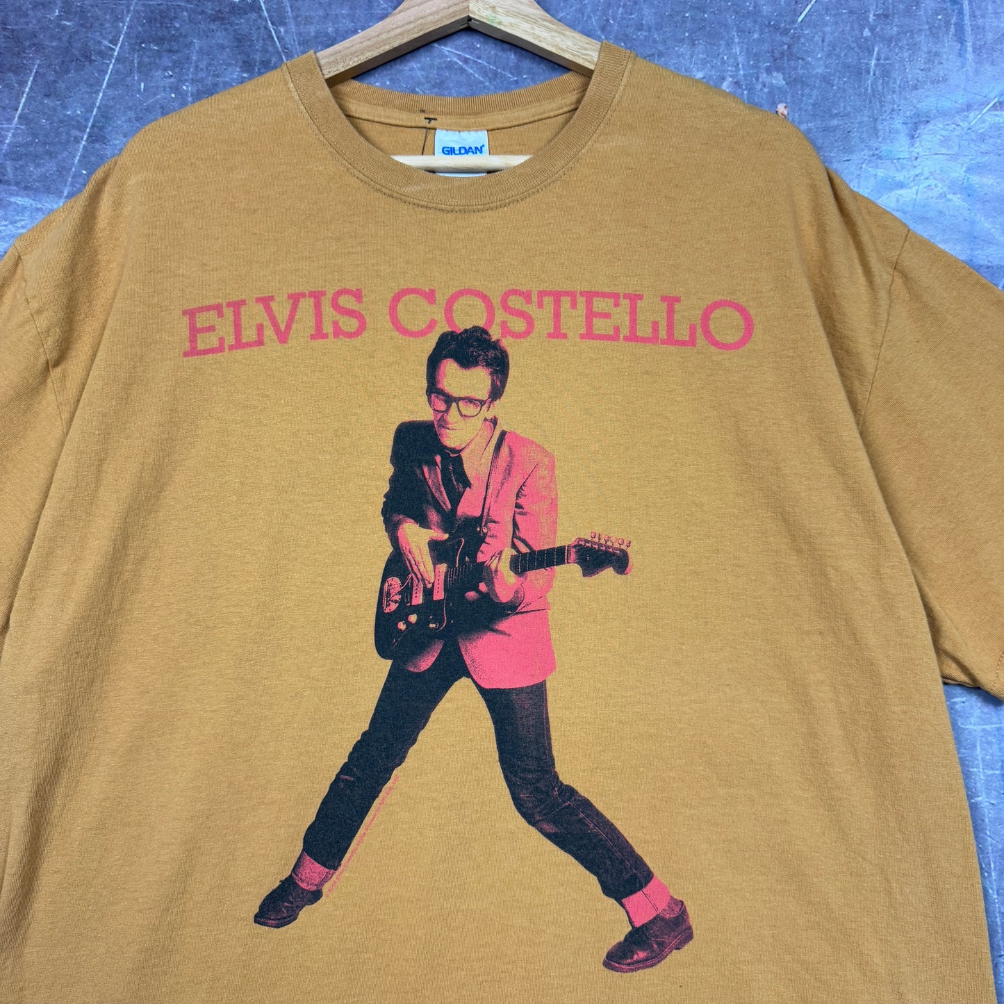 00s Yellow Elvis Costello Graphic Shirt XL 1019