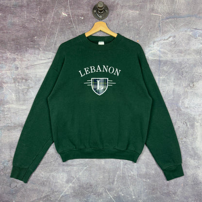 90s Green Lebanon Embroidered Spellout Spellout Crewneck Sweatshirt M 1199