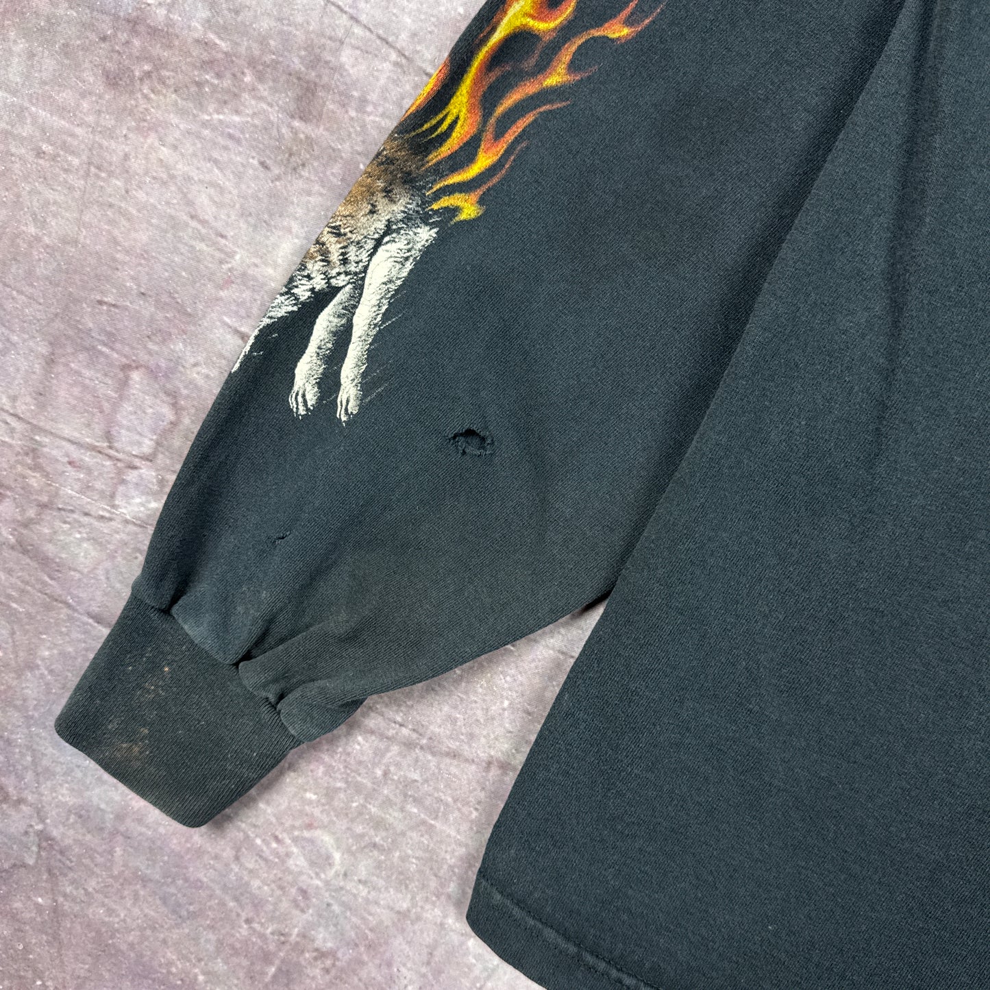 00s Black Cyberspokes Biker Flame Sleeve Shirt 3054