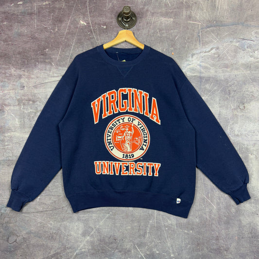 90s Navy Blue Russell University of Virginia Graphic Crewneck Sweatshirt L 1241