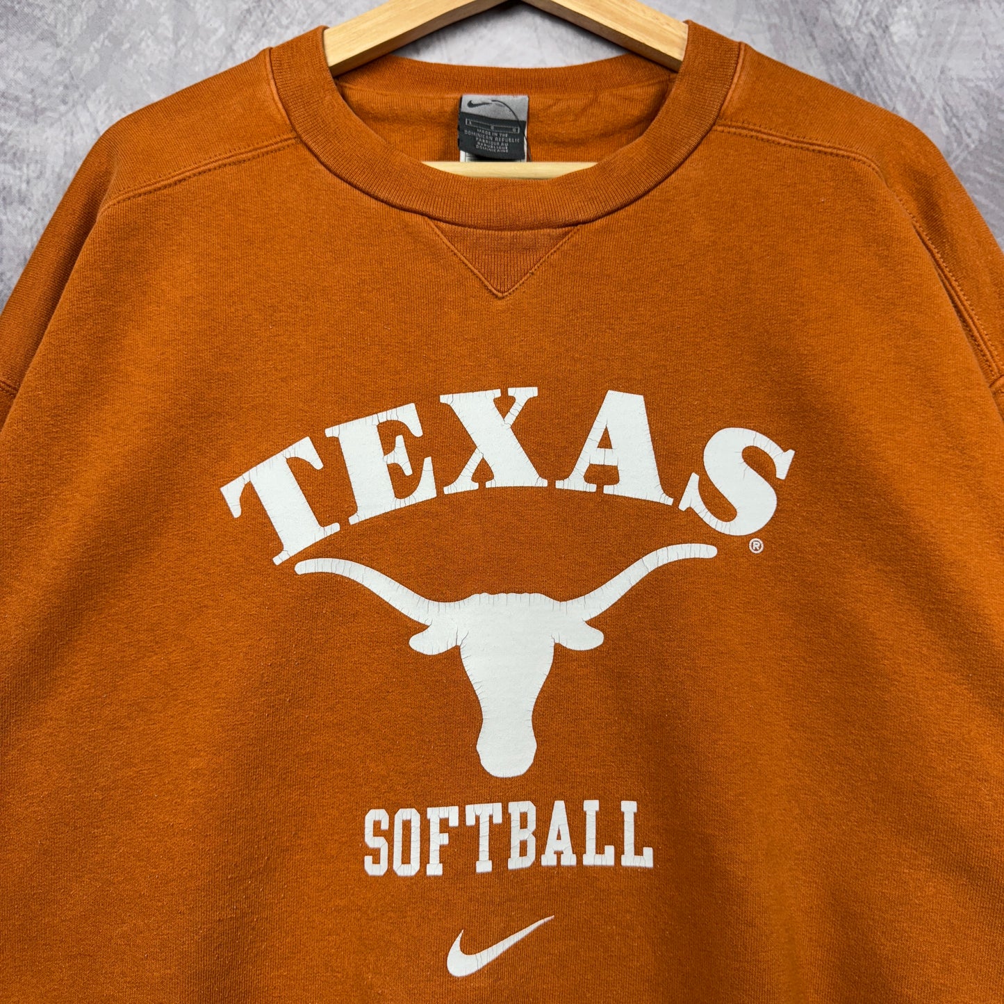 00s Orange Texas Longhorns Softball Nike Team Issue Crewneck Sweatshirt 4396