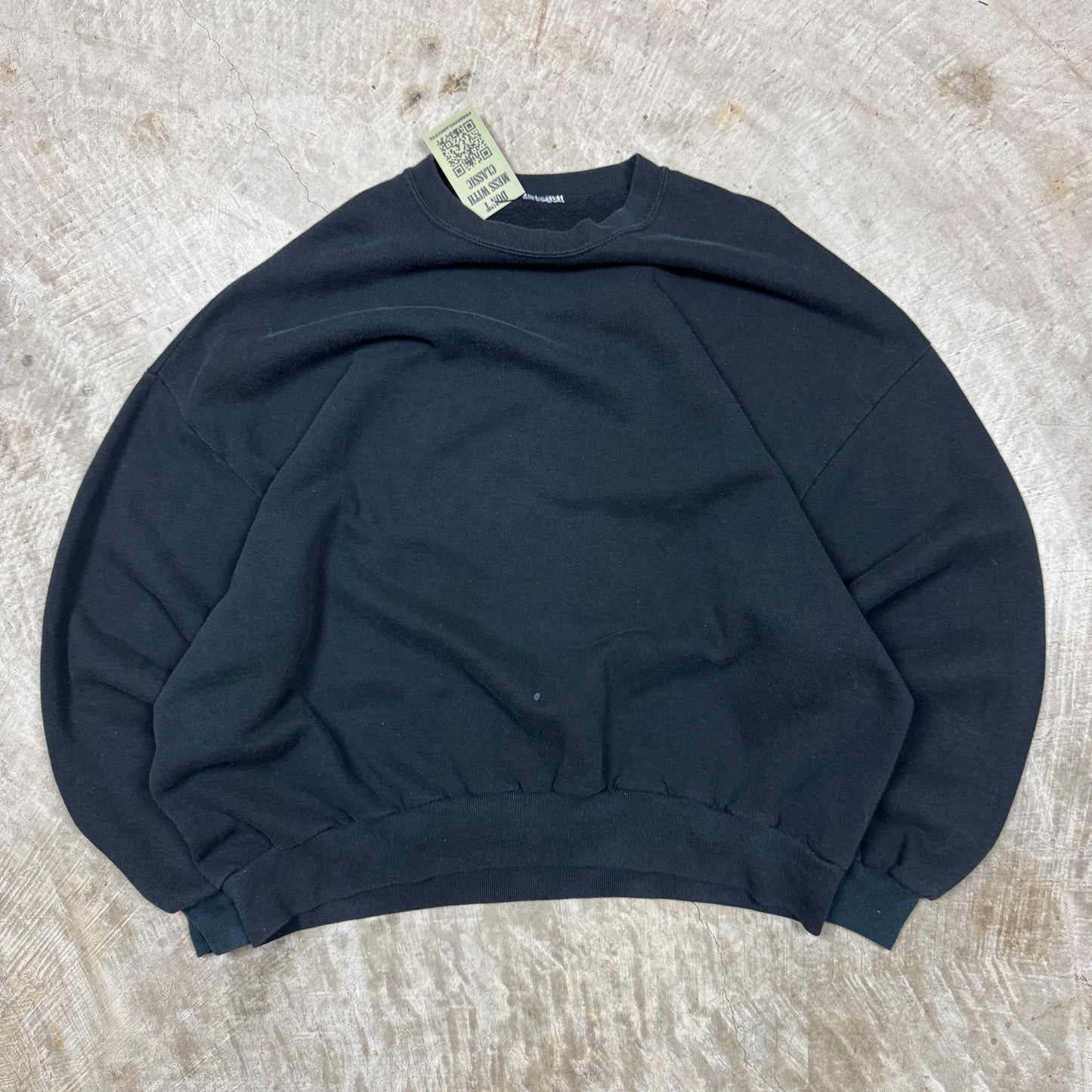 90s Faded Black Blank Essential Crewneck Sweasthirt Boxy XL AL45