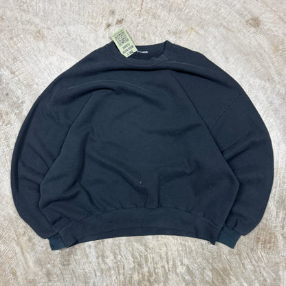 90s Faded Black Blank Essential Crewneck Sweasthirt Boxy XL AL45