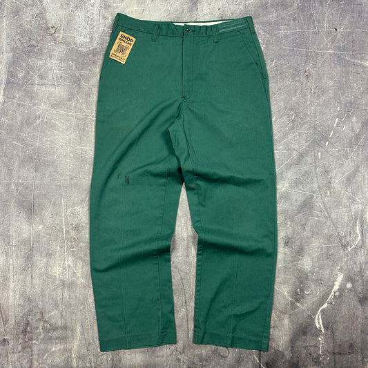 80s Green Cintas Cotton Poly Dickies Style Work Pants 33x28 AI45