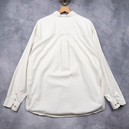 90s Cream Eddie Bauer Rufton Twill Long Sleeve Button Up Shirt 4820