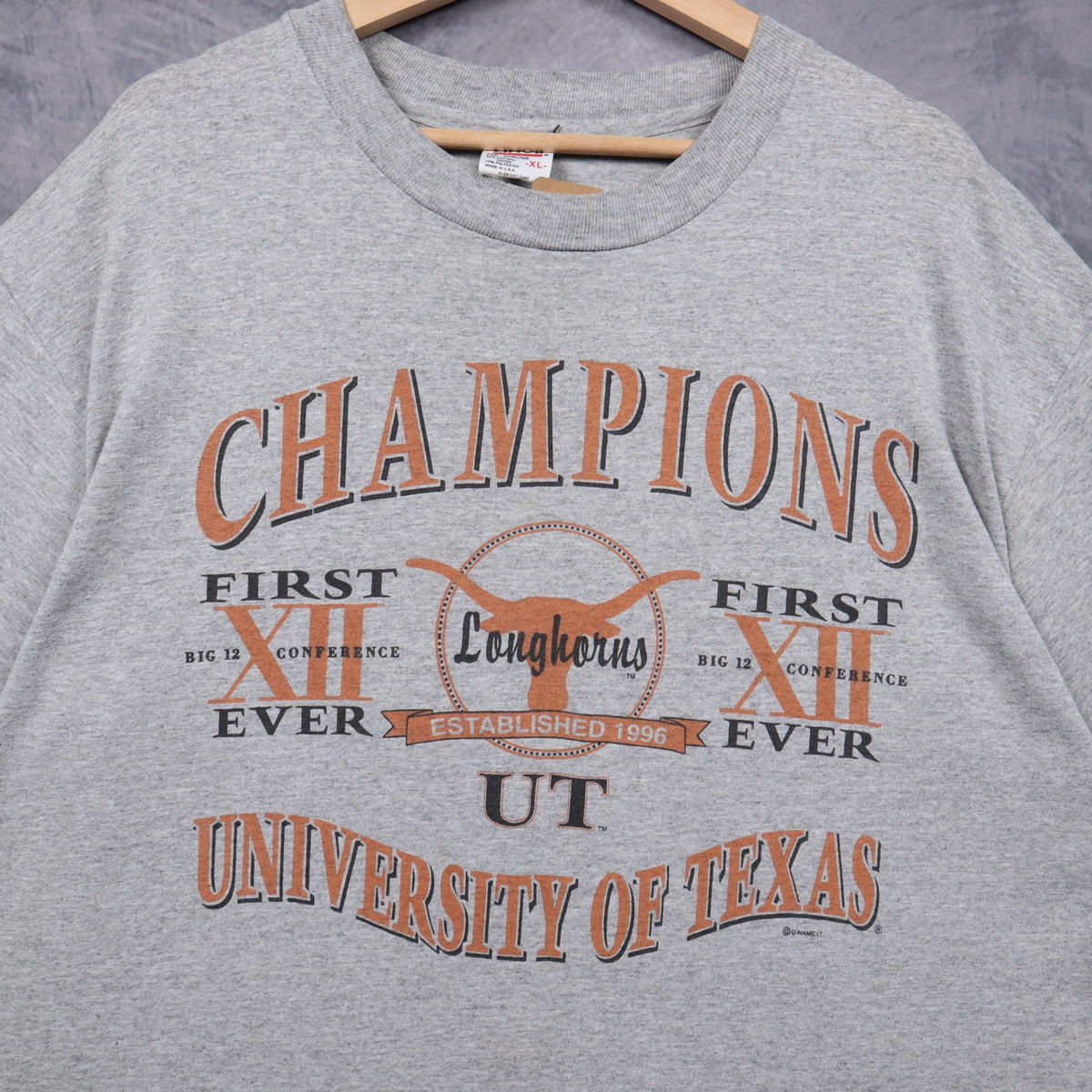 1996 Grey University of Texas Longhorns Big 12 Champions Shirt 5829