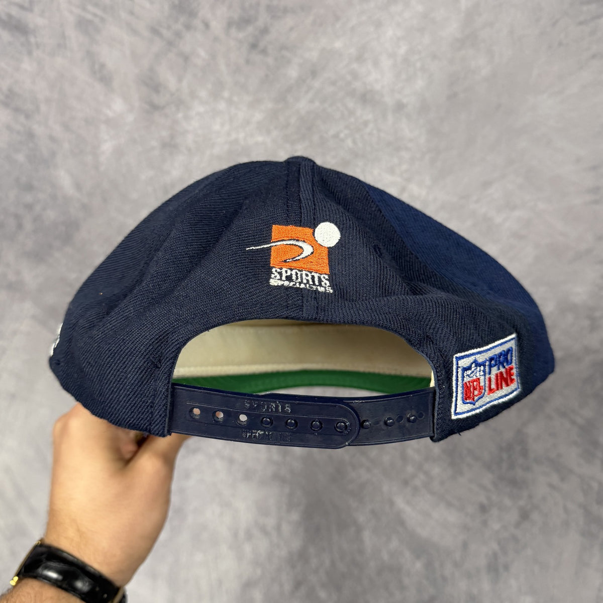 90s Navy Blue Denver Broncos Sports Specialties Grid Hat 6837
