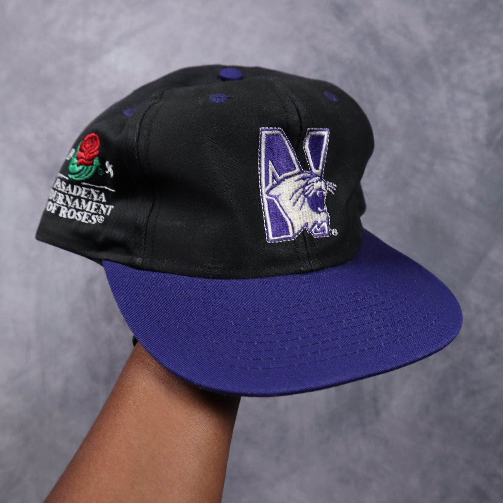1996 Black Northwestern Wildcats Pasadena Rosebowl Snapback Hat 5563