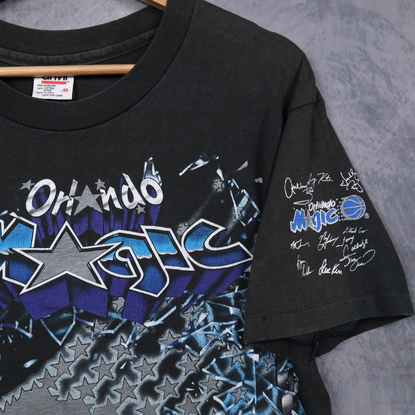90s Black Orlando Magic All Over Print Shirt 4913