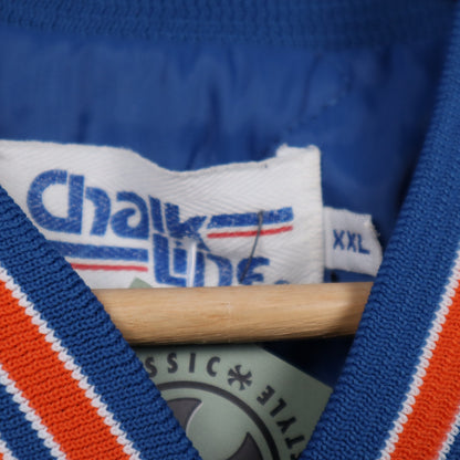 90s Blue Denver Broncos Chalk Line Satin Bomber Jacket 6500