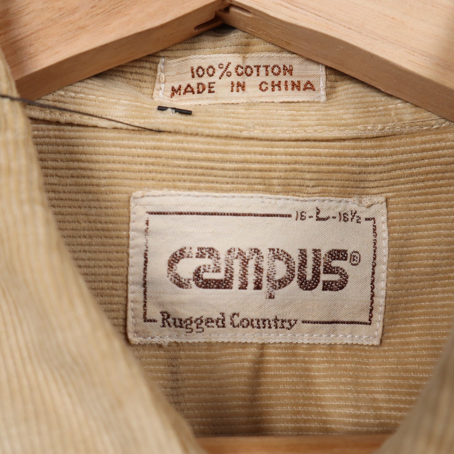 70s Tan Campus Rugged Country Corduroy Button Up Shirt 4822
