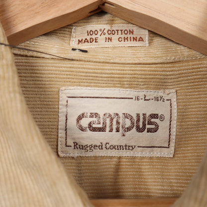 70s Tan Campus Rugged Country Corduroy Button Up Shirt 4822