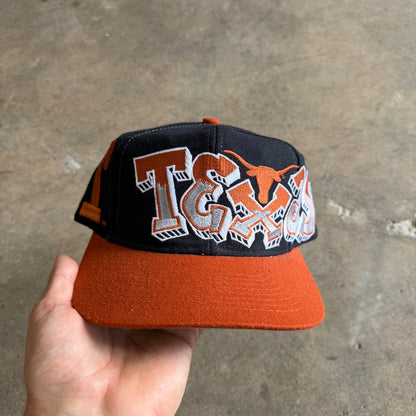 90s Black Texas Longhorns Graffiti Snapback Hat 5788