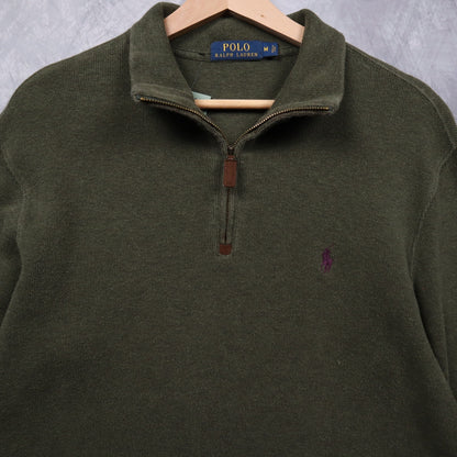 00s Olive Green Polo Ralph Lauren Quarter Zip Sweater 4709