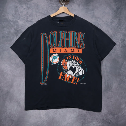 1991 Black Miami Dolphins Taz In Your Face Shirt 6751