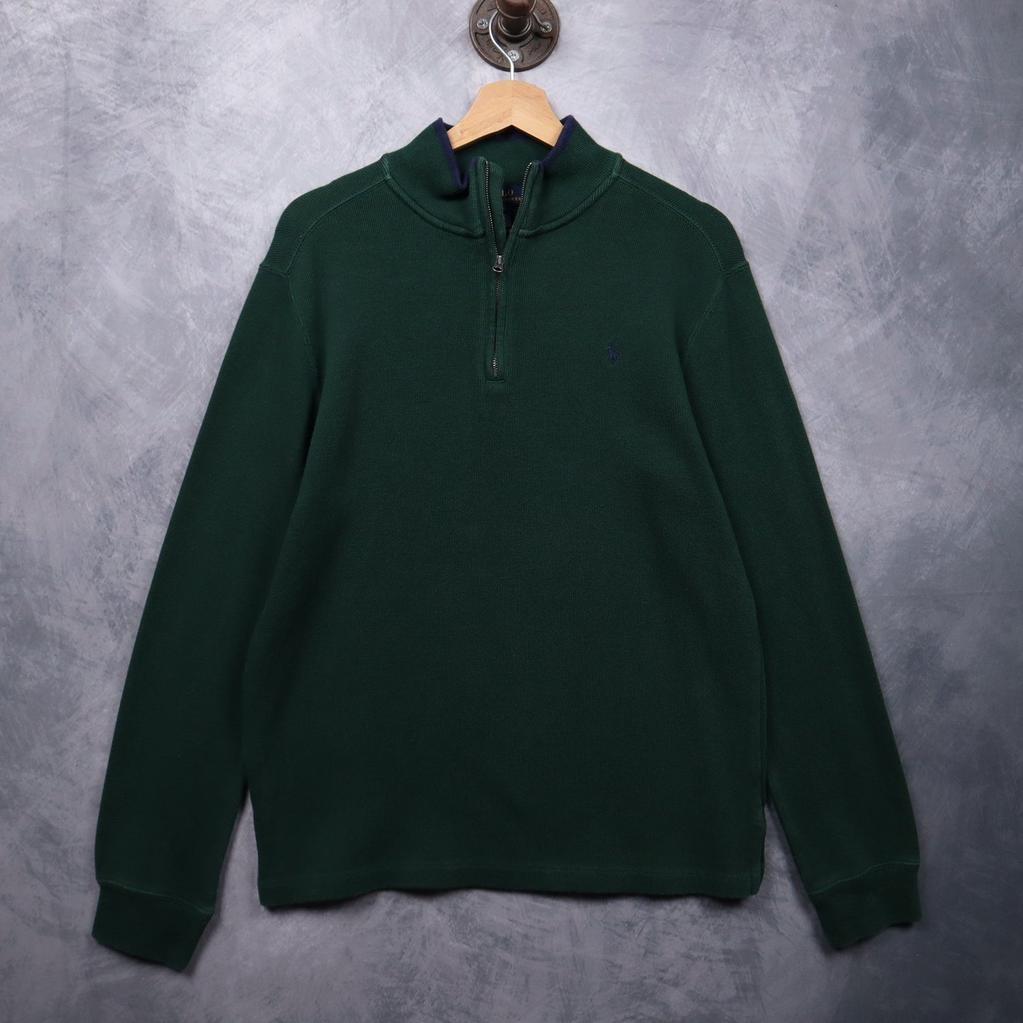 00s Green Polo Ralph Lauren Quarter Zip Sweater 4711
