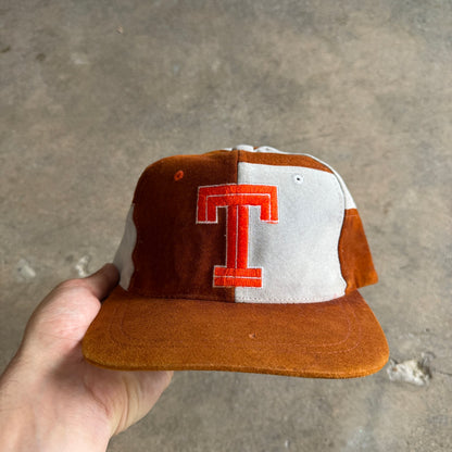 90s Burnt Orange Texas Longhorns Suede Snapback Hat 5783